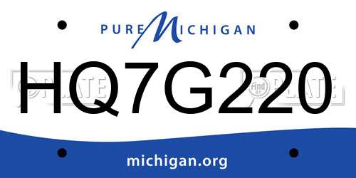 HQ7G220 Michigan License Plate
