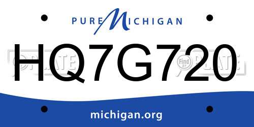 HQ7G720 Michigan License Plate