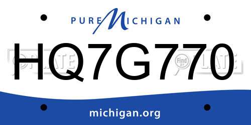 HQ7G770 Michigan License Plate