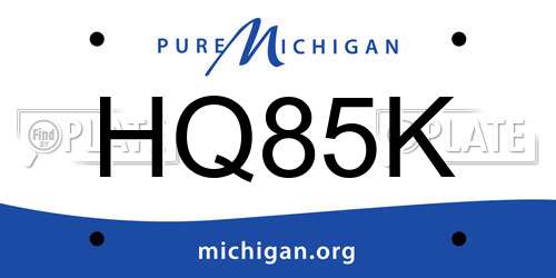 HQ85K Michigan License Plate