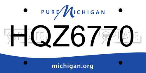 HQZ6770 Michigan License Plate