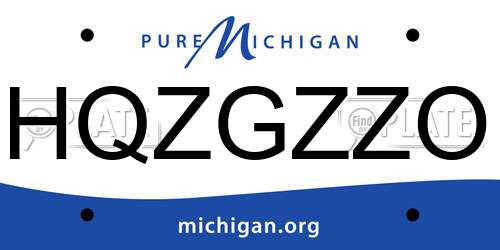 HQZGZZO Michigan License Plate