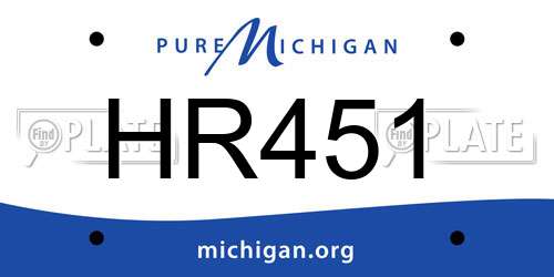 HR451 Michigan License Plate