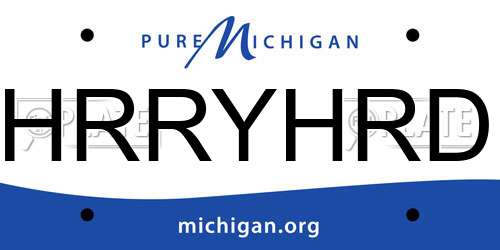 HRRYHRD Michigan License Plate