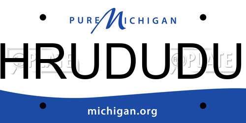 HRUDUDU Michigan License Plate