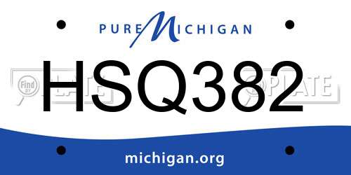 HSQ382 Michigan License Plate