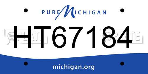 HT67184 Michigan License Plate