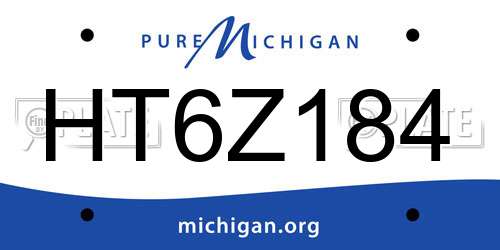 HT6Z184 Michigan License Plate