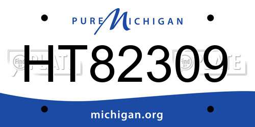 HT82309 Michigan License Plate