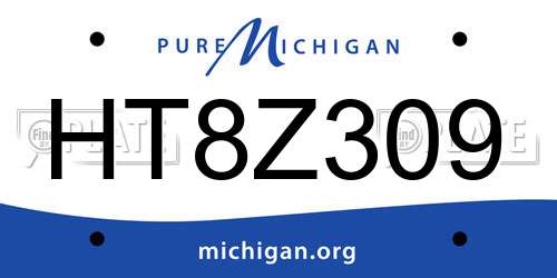HT8Z309 Michigan License Plate
