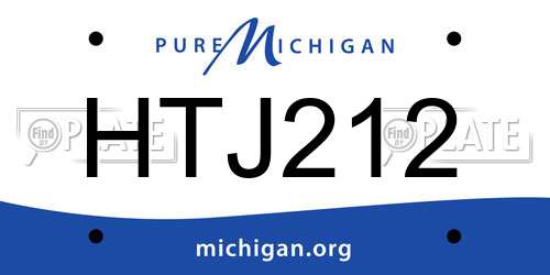 HTJ212 Michigan License Plate