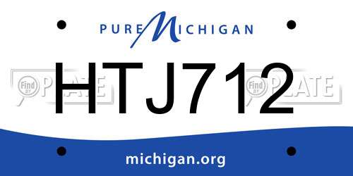 HTJ712 Michigan License Plate