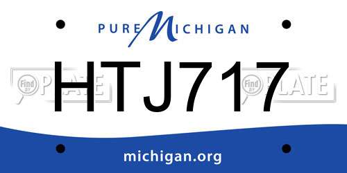 HTJ717 Michigan License Plate