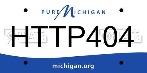 HTTP404 Michigan License Plate