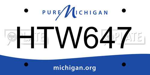 HTW647 Michigan License Plate