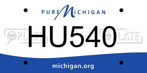 HU540 Michigan License Plate