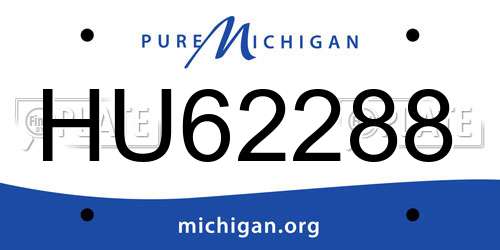 HU62288 Michigan License Plate