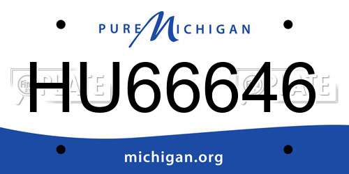 HU66646 Michigan License Plate
