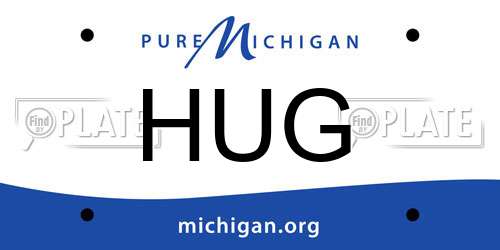 HUG Michigan License Plate
