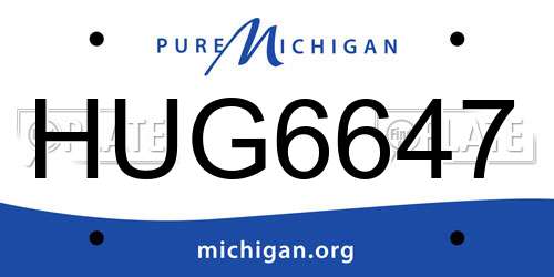 HUG6647 Michigan License Plate