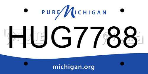 HUG7788 Michigan License Plate