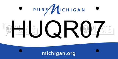 HUQR07 Michigan License Plate