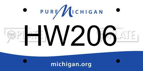 HW206 Michigan License Plate