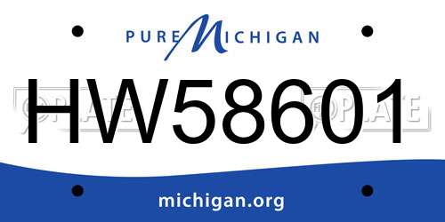 HW58601 Michigan License Plate