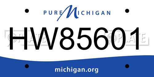 HW85601 Michigan License Plate