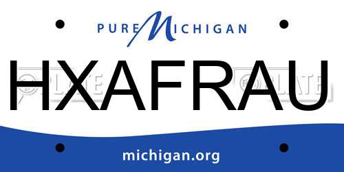 HXAFRAU Michigan License Plate