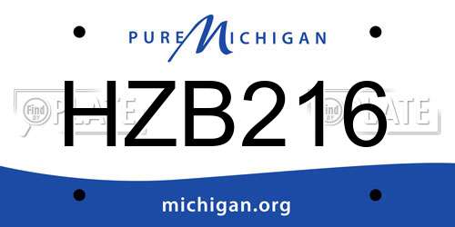 HZB216 Michigan License Plate