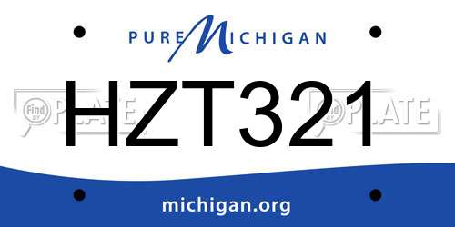 HZT321 Michigan License Plate