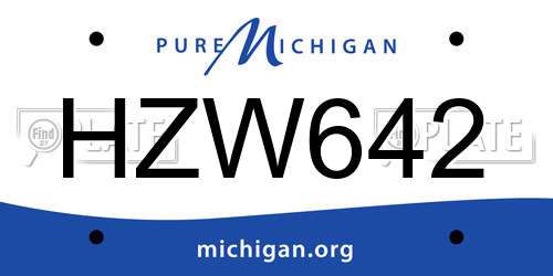 HZW642 Michigan License Plate