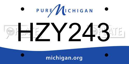 HZY243 Michigan License Plate
