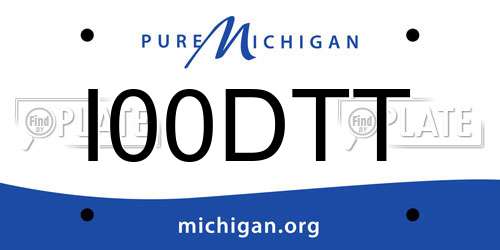 I00DTT Michigan License Plate