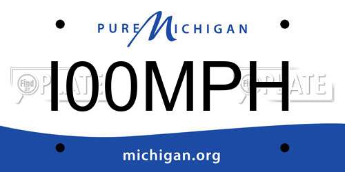 I00MPH Michigan License Plate