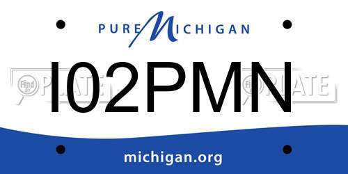 I02PMN Michigan License Plate