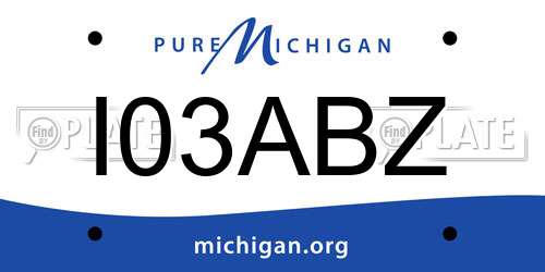 I03ABZ Michigan License Plate