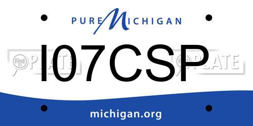 I07CSP Michigan License Plate