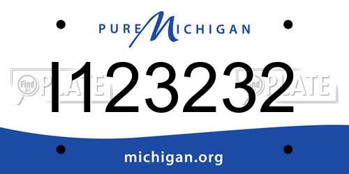 I123232 Michigan License Plate