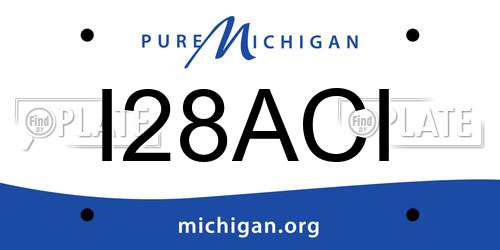 I28ACI Michigan License Plate