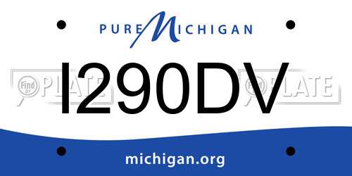 I290DV Michigan License Plate