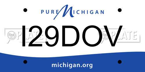 I29DOV Michigan License Plate
