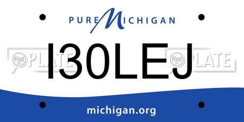 I30LEJ Michigan License Plate
