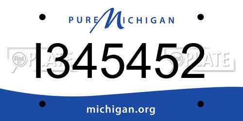 I345452 Michigan License Plate
