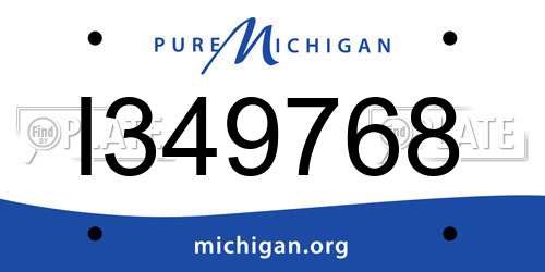 I349768 Michigan License Plate