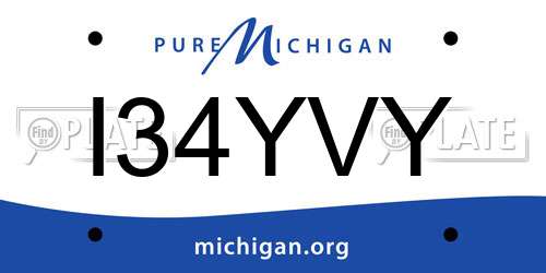 I34YVY Michigan License Plate
