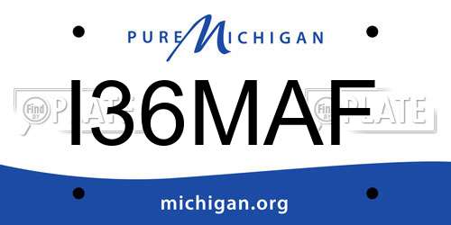 I36MAF Michigan License Plate