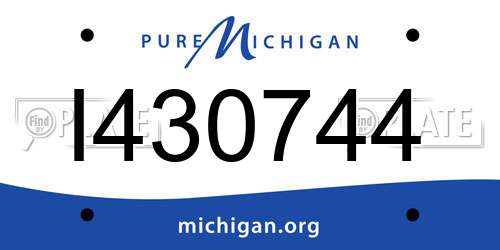 I430744 Michigan License Plate