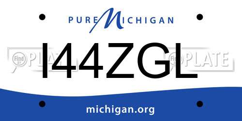 I44ZGL Michigan License Plate